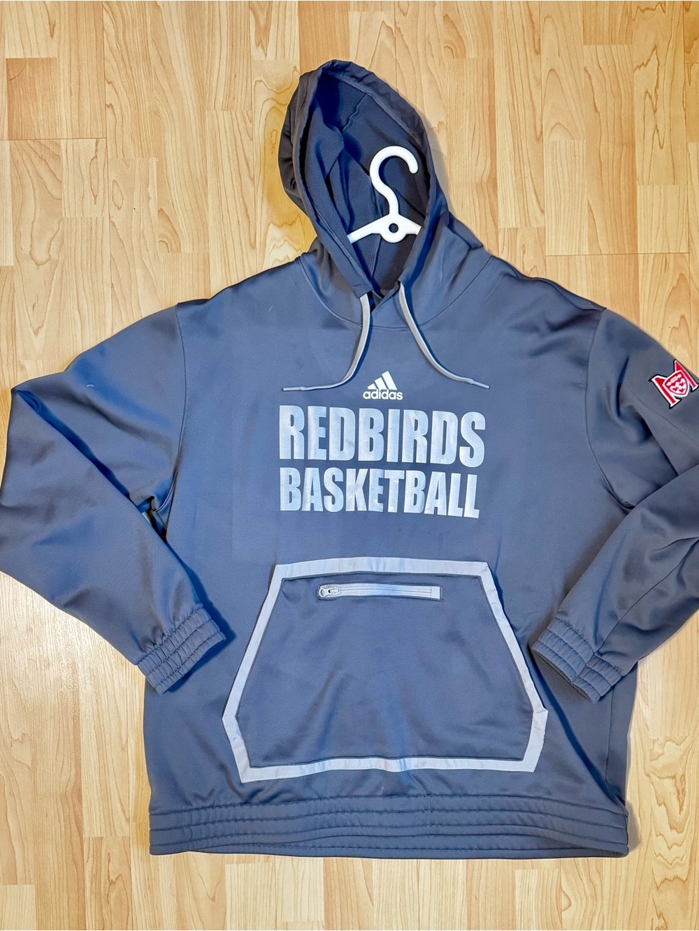 adidas Gray 'Redbirds Basketball' Hoodie Sweatshirt